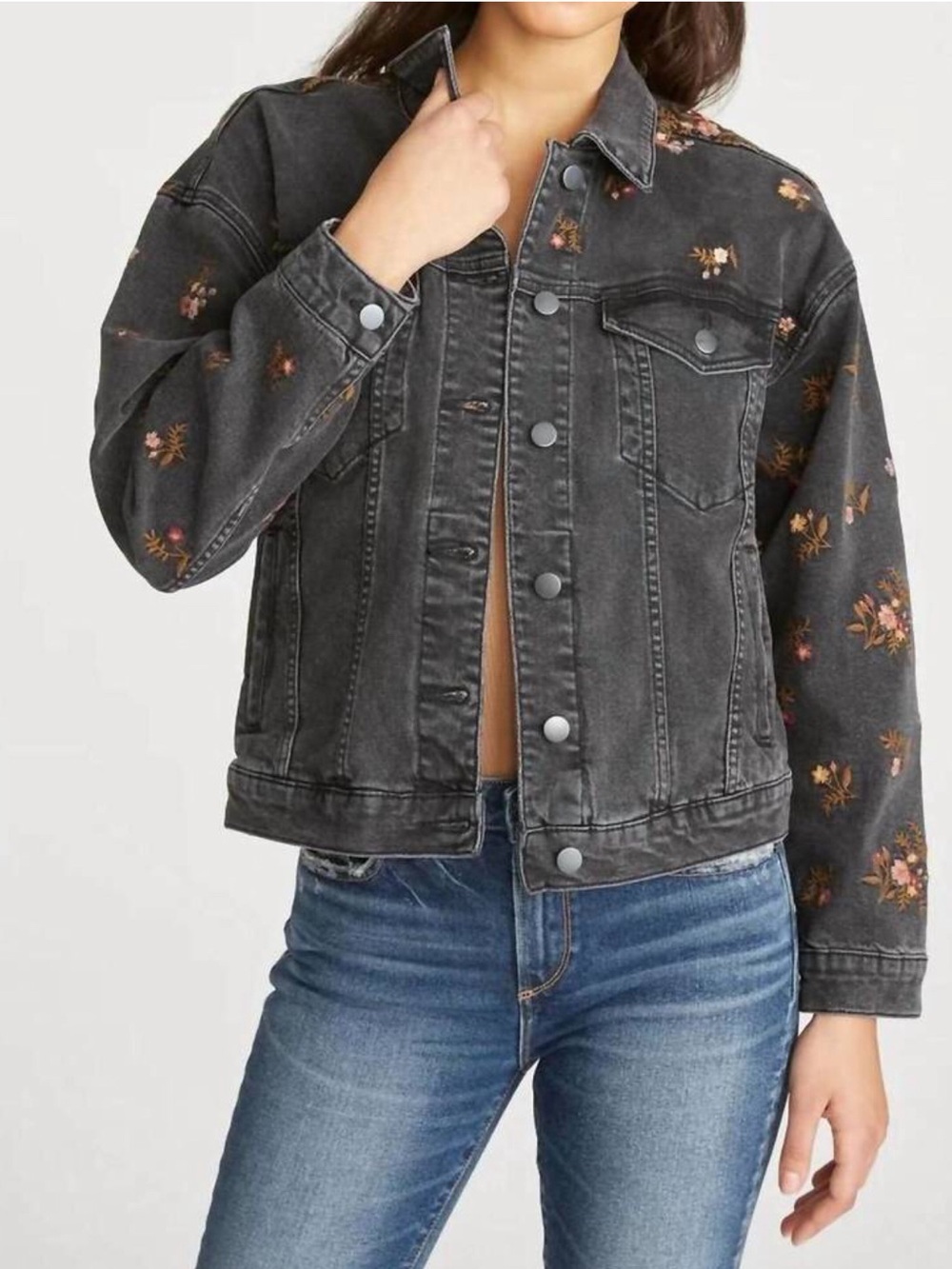 ✨NEW!✨  DRIFTWOOD Mimosa Denim Jean Jacket in Black / Charcoal Gray Grey Size S!